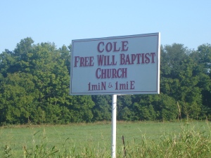 Cole FWBC sign on Cole Strang Road
